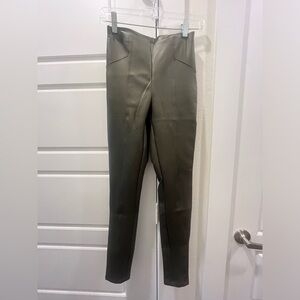 Faux leather olive green express leggings